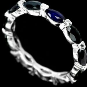 Genuine Blue Sapphire Eternity Band Ring U5